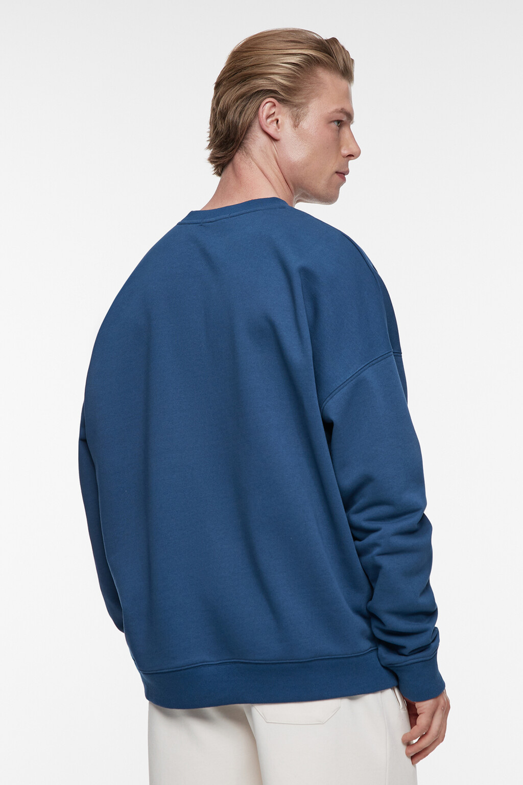 Свитшот oversize базовый из футера без утепления - цвет синий - 4