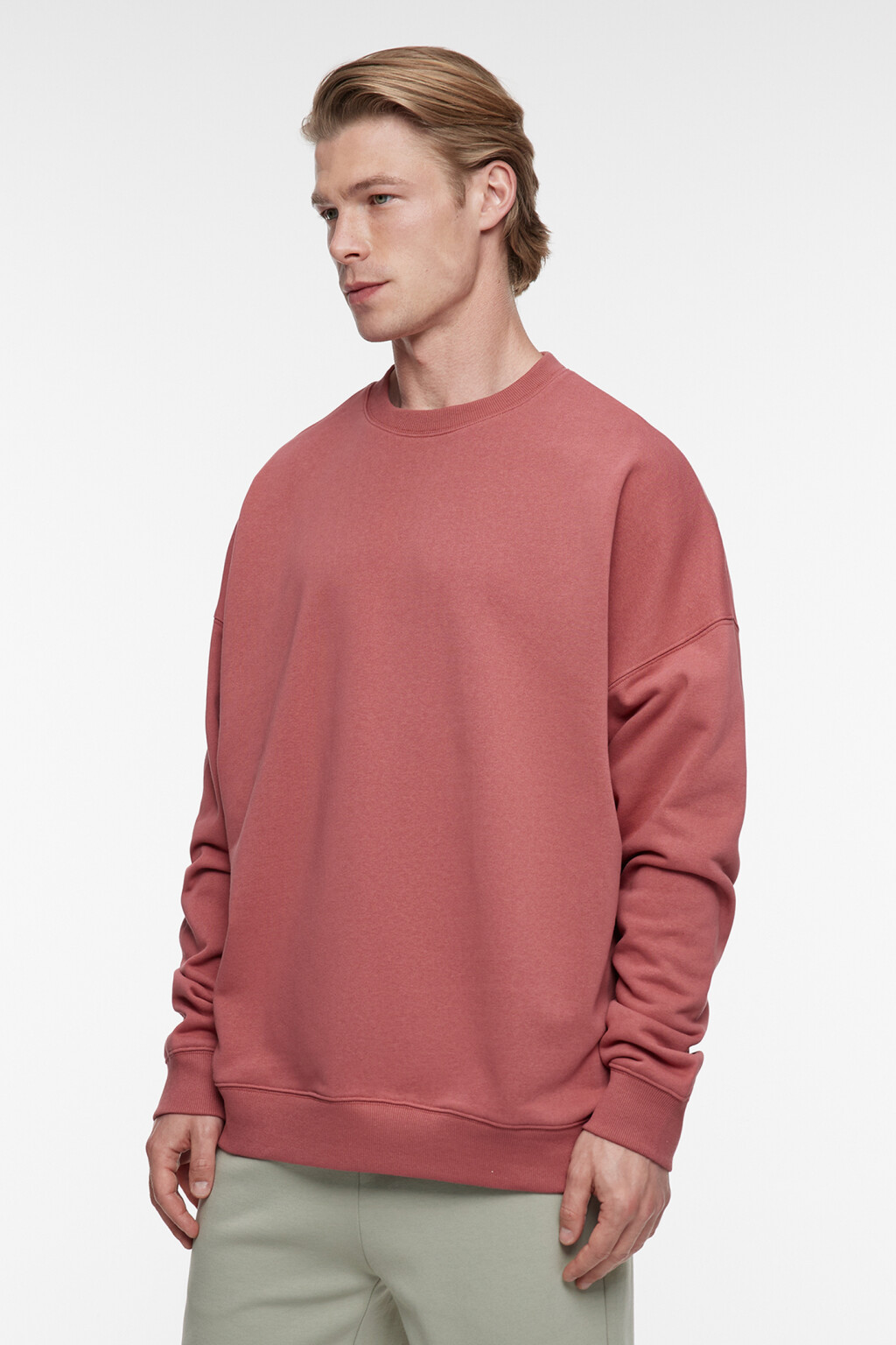 Свитшот oversize базовый из футера без утепления - цвет красный - 3