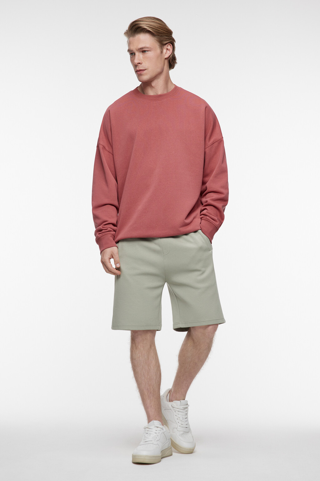 Свитшот oversize базовый из футера без утепления - цвет красный - 5