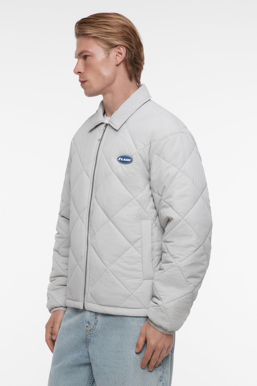 Куртка стеганая утепленная с отложным воротником - цвет серый - 3