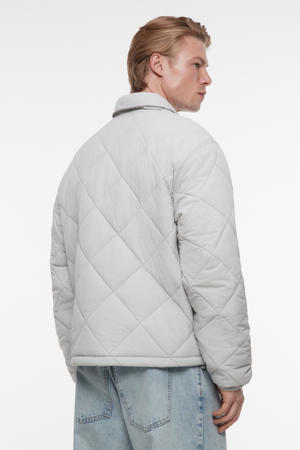 Куртка стеганая утепленная с отложным воротником - цвет серый - 4