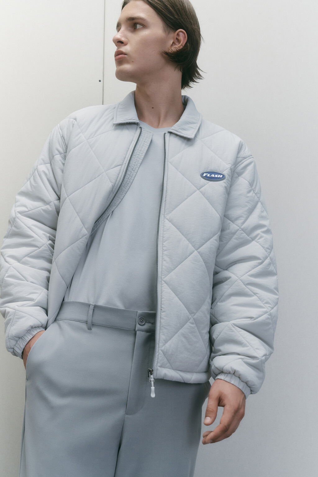 Куртка стеганая утепленная с отложным воротником - цвет серый - 7