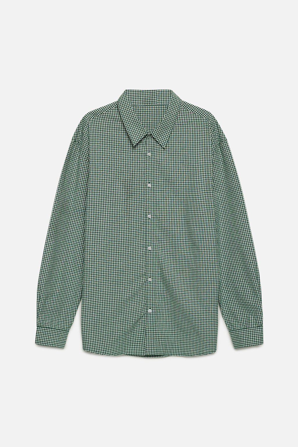 Рубашка свободного кроя хлопковая в мелкую клетку - цвет зеленый - 10