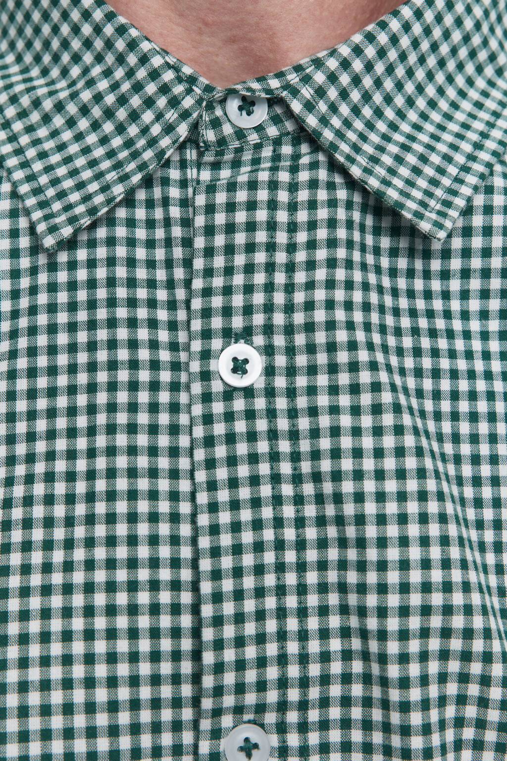 Рубашка свободного кроя хлопковая в мелкую клетку - цвет зеленый - 7