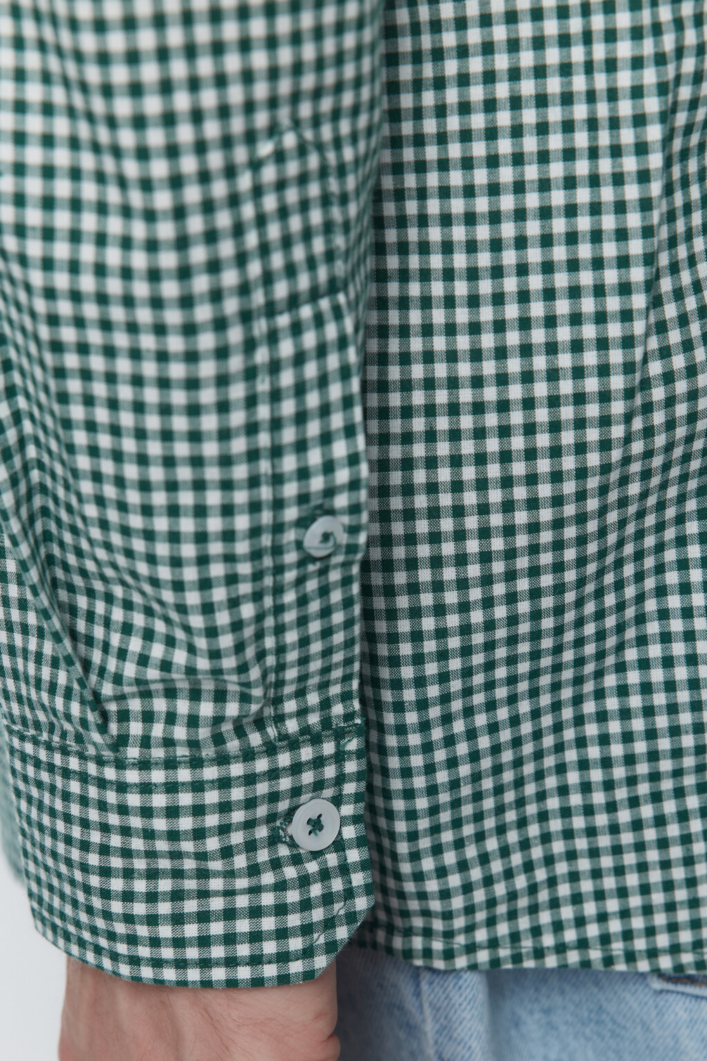 Рубашка свободного кроя хлопковая в мелкую клетку - цвет зеленый - 8