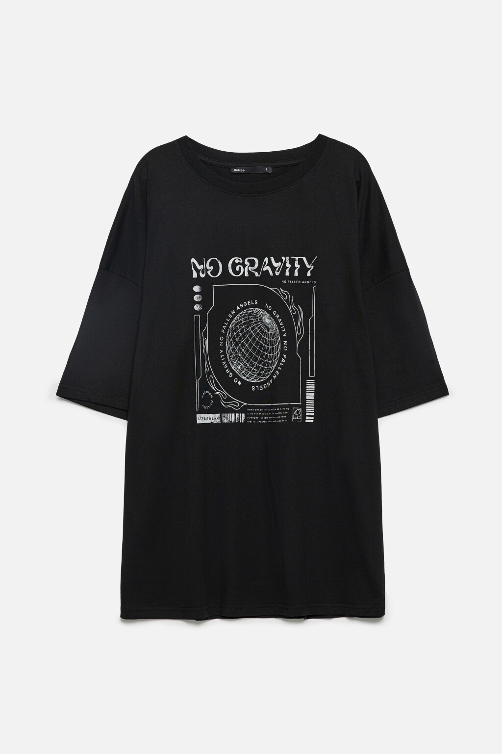 Футболка oversize хлопковая с принтом и надписями - цвет черный - 8