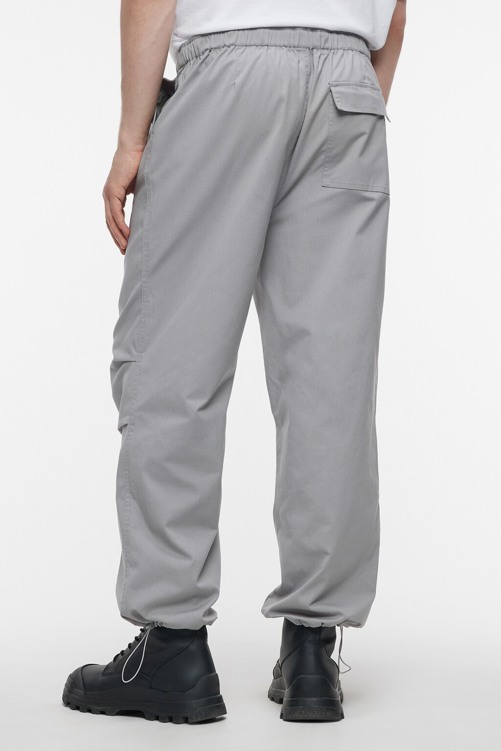 Брюки-парашюты хлопковые свободные с утяжками - цвет серый - 4