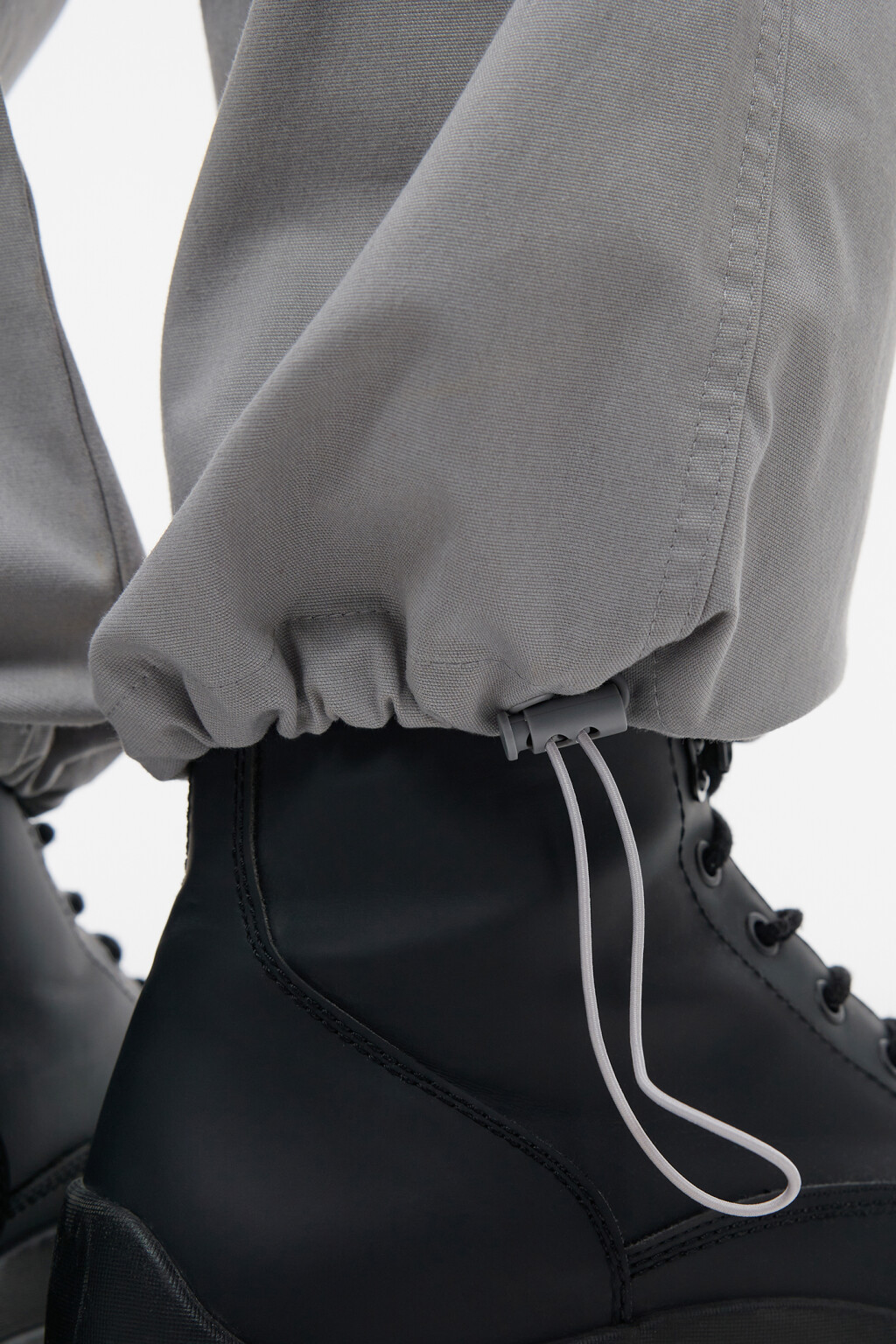 Брюки-парашюты хлопковые свободные с утяжками - цвет серый - 6