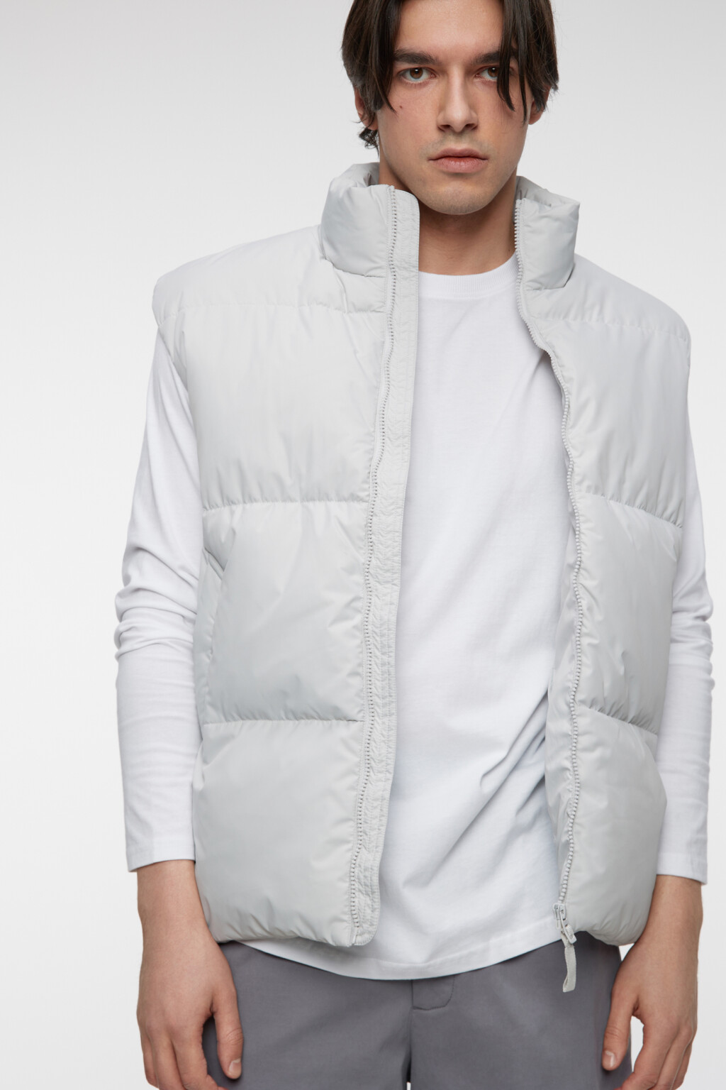 Жилет стеганый утепленный с воротником-стойкой - цвет ванильный - 8