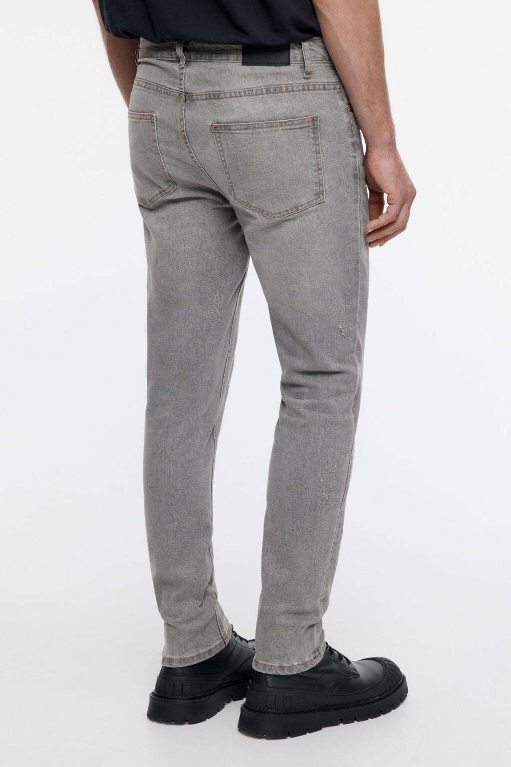 Джинсы skinny облегающие вареные с потертостями - цвет серый - 3