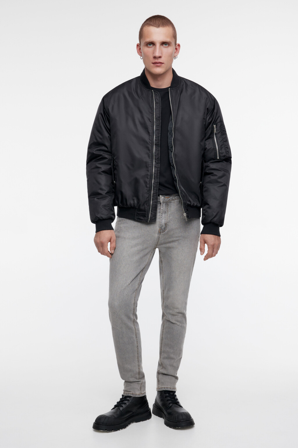 Джинсы skinny облегающие вареные с потертостями - цвет серый - 4