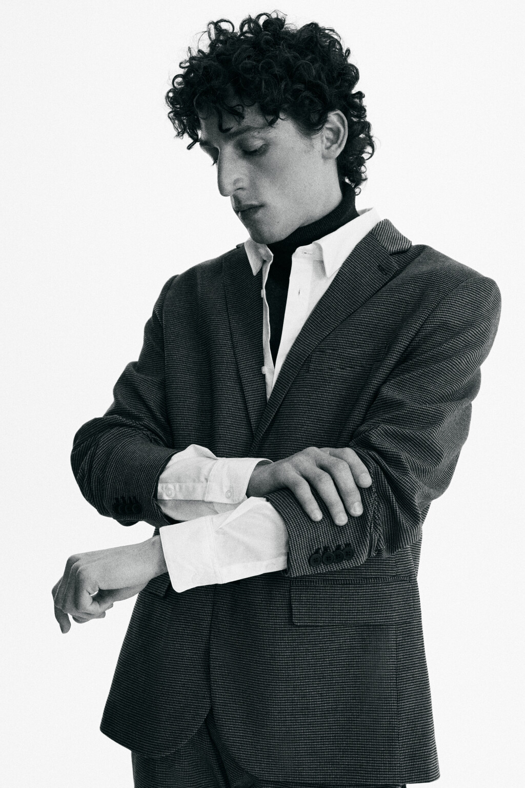 Пиджак прямой однобортный с принтом в клетку - цвет серый - 8