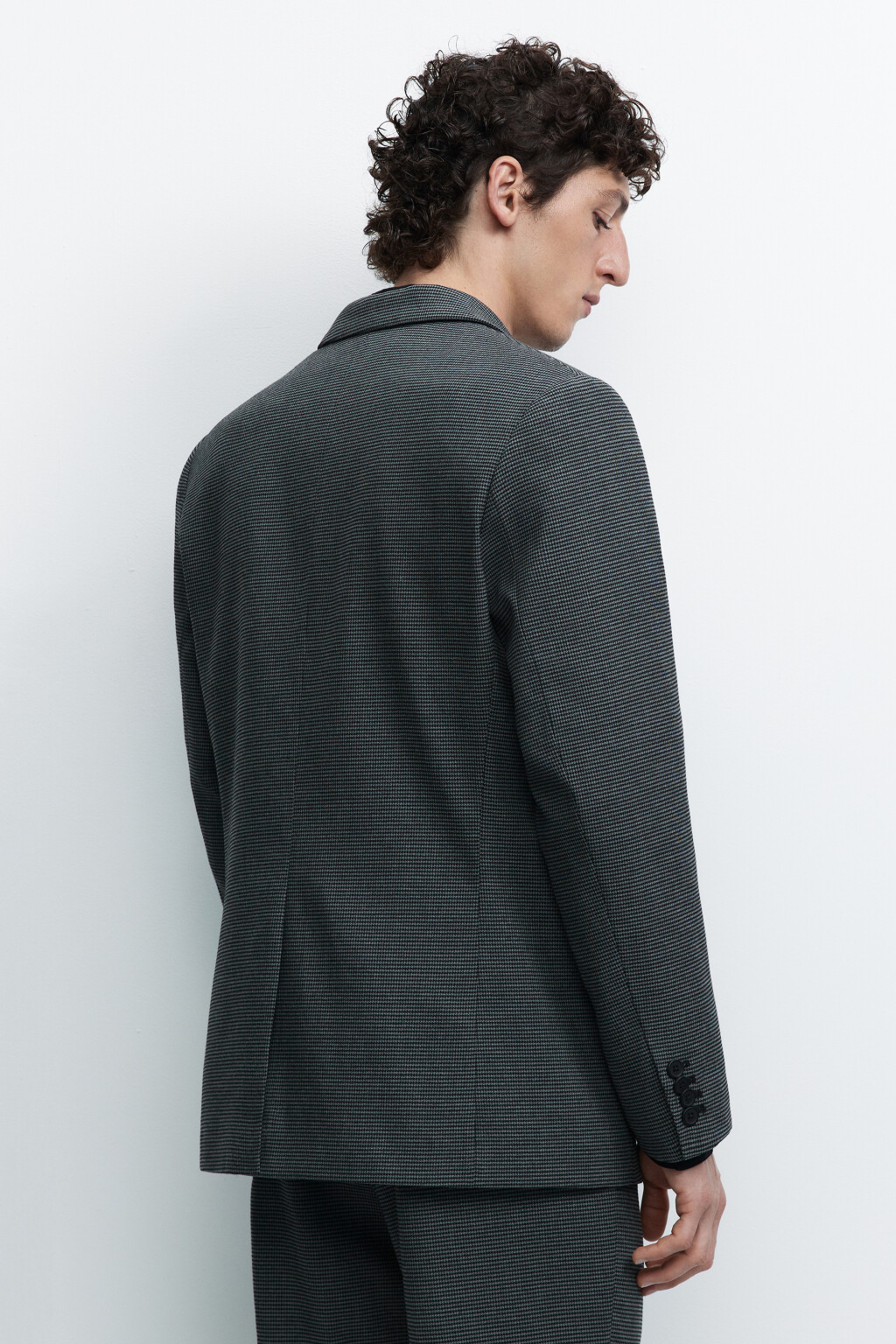 Пиджак прямой однобортный с принтом в клетку - цвет серый - 4