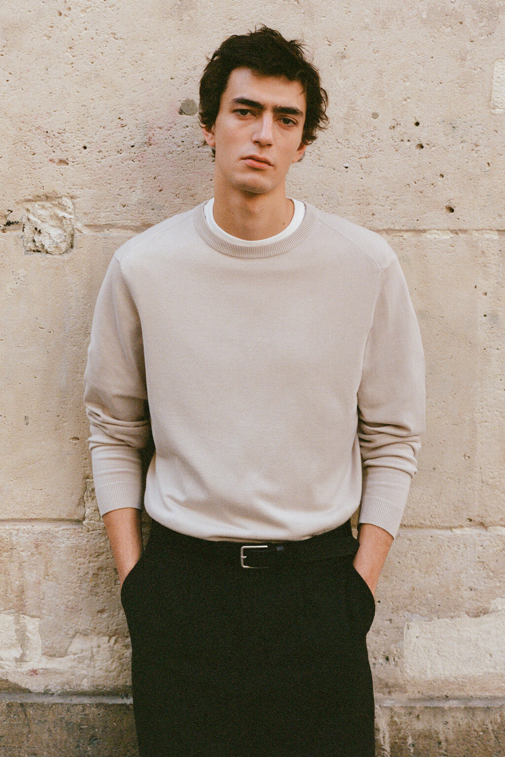 Свитер вязаный вискозный свободного кроя - цвет бежевый - 7