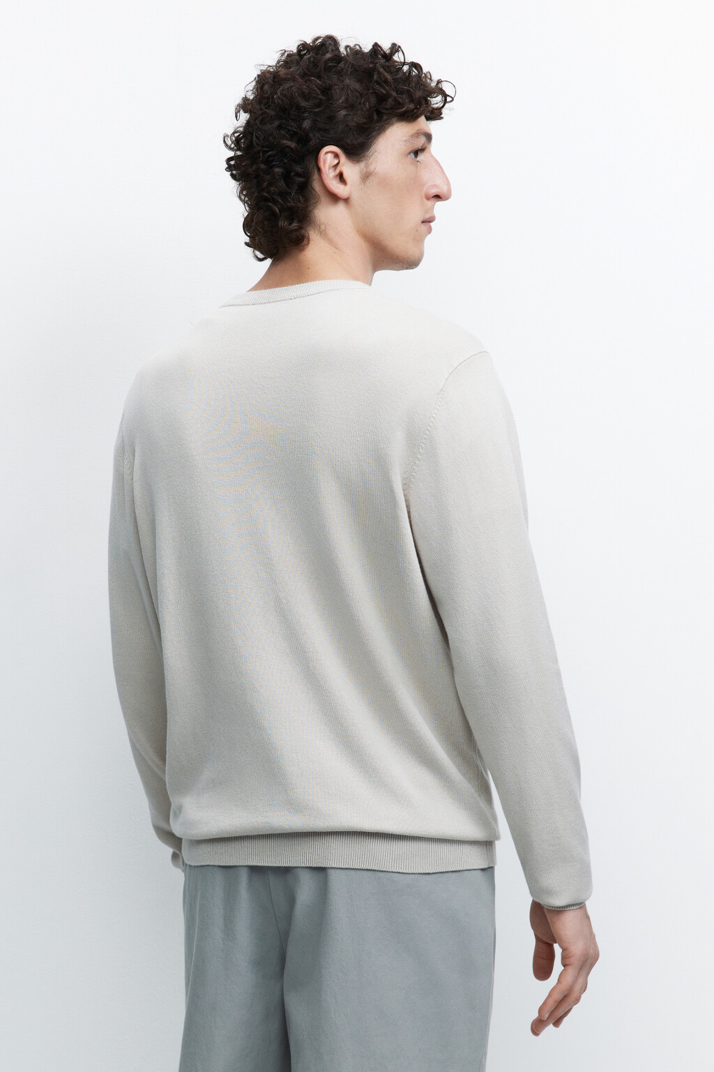 Свитер вязаный вискозный свободного кроя - цвет бежевый - 3