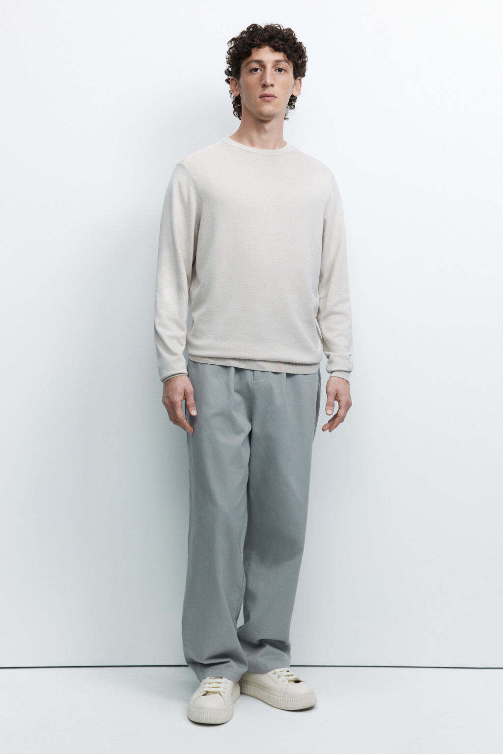 Свитер вязаный вискозный свободного кроя - цвет бежевый - 4