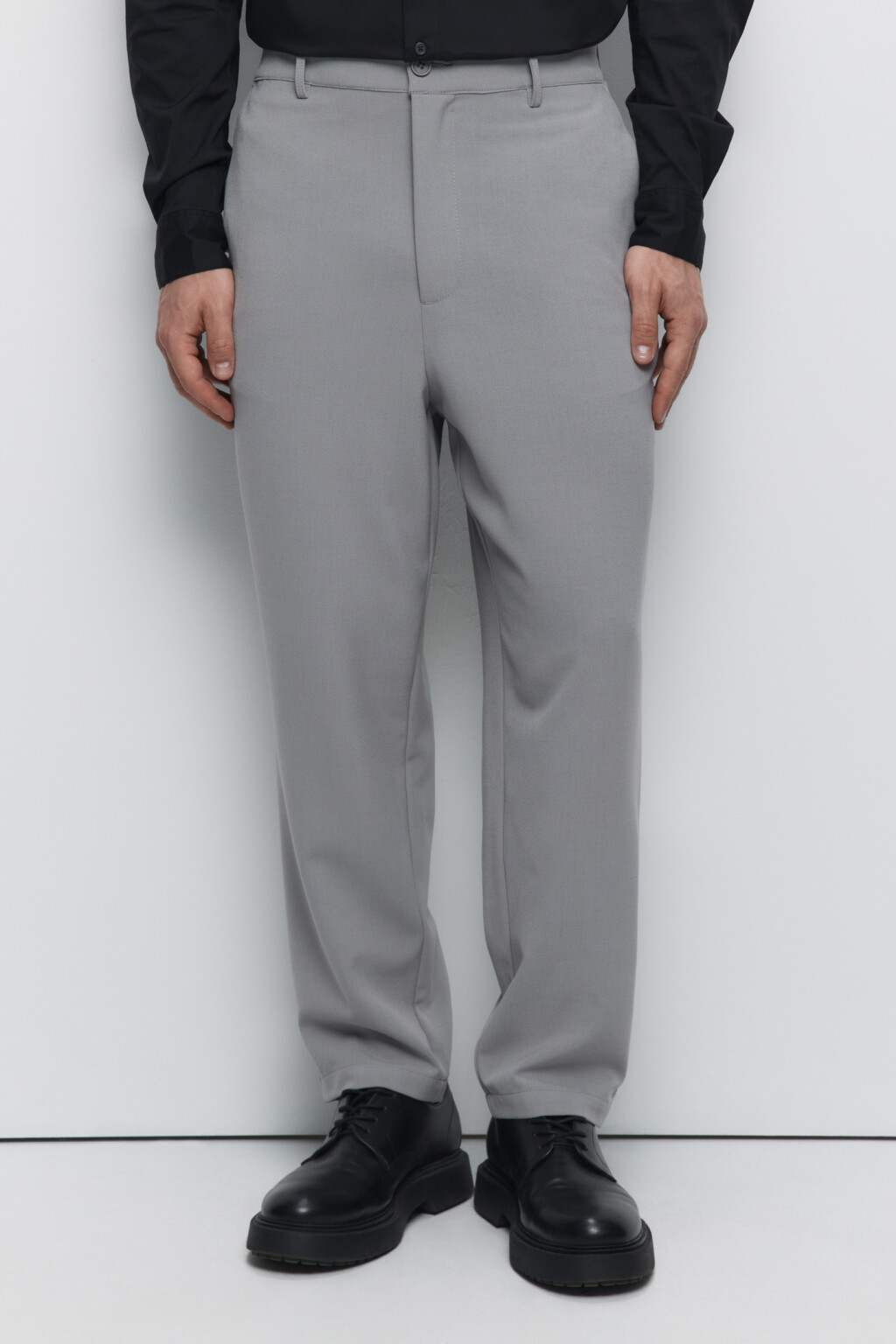 Брюки-бананы костюмные со средней посадкой - цвет серый - 2