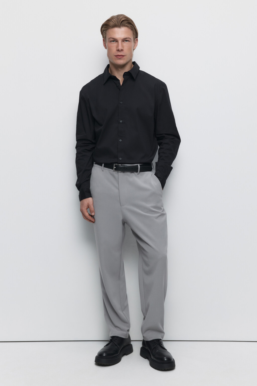 Брюки-бананы костюмные со средней посадкой - цвет серый - 1