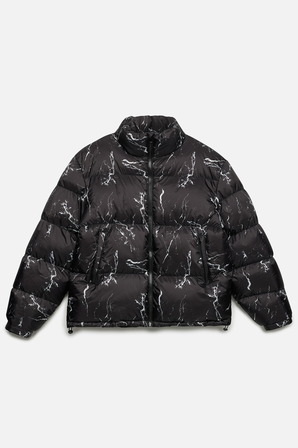 Куртка-пуховик стеганая с воротником-стойкой и принтом - цвет черный - 9