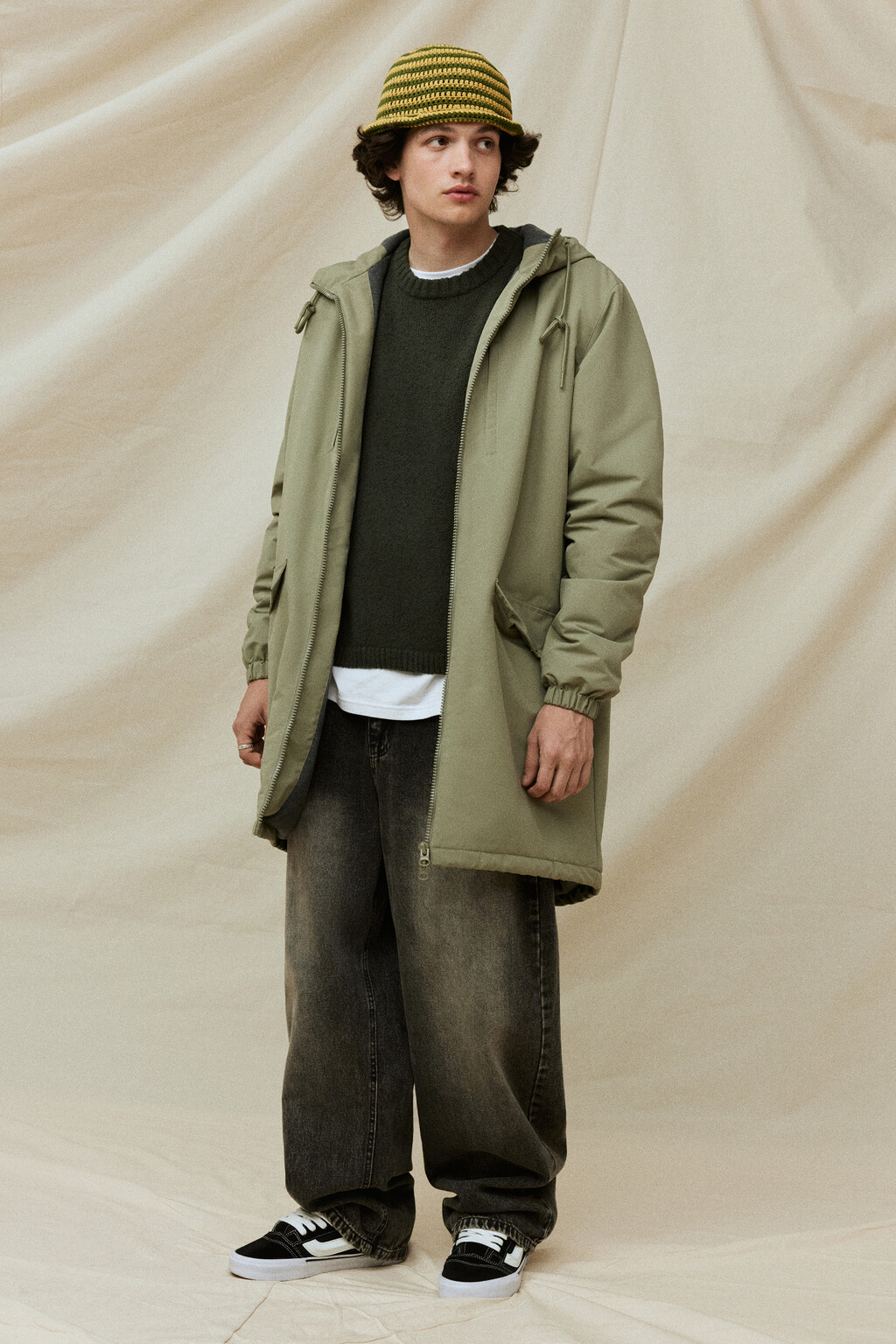 Куртка-парка длинная с начесом и капюшоном - цвет зеленый - 9