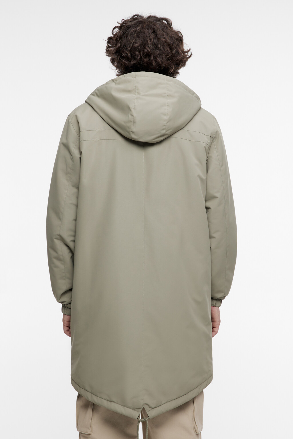 Куртка-парка длинная с начесом и капюшоном - цвет зеленый - 4