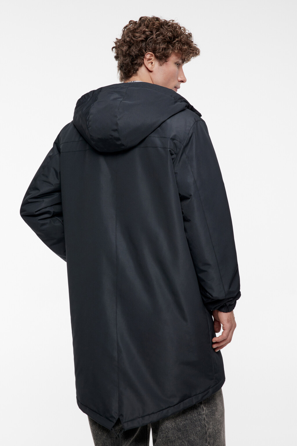 Куртка-парка длинная с начесом и капюшоном - цвет черный - 6