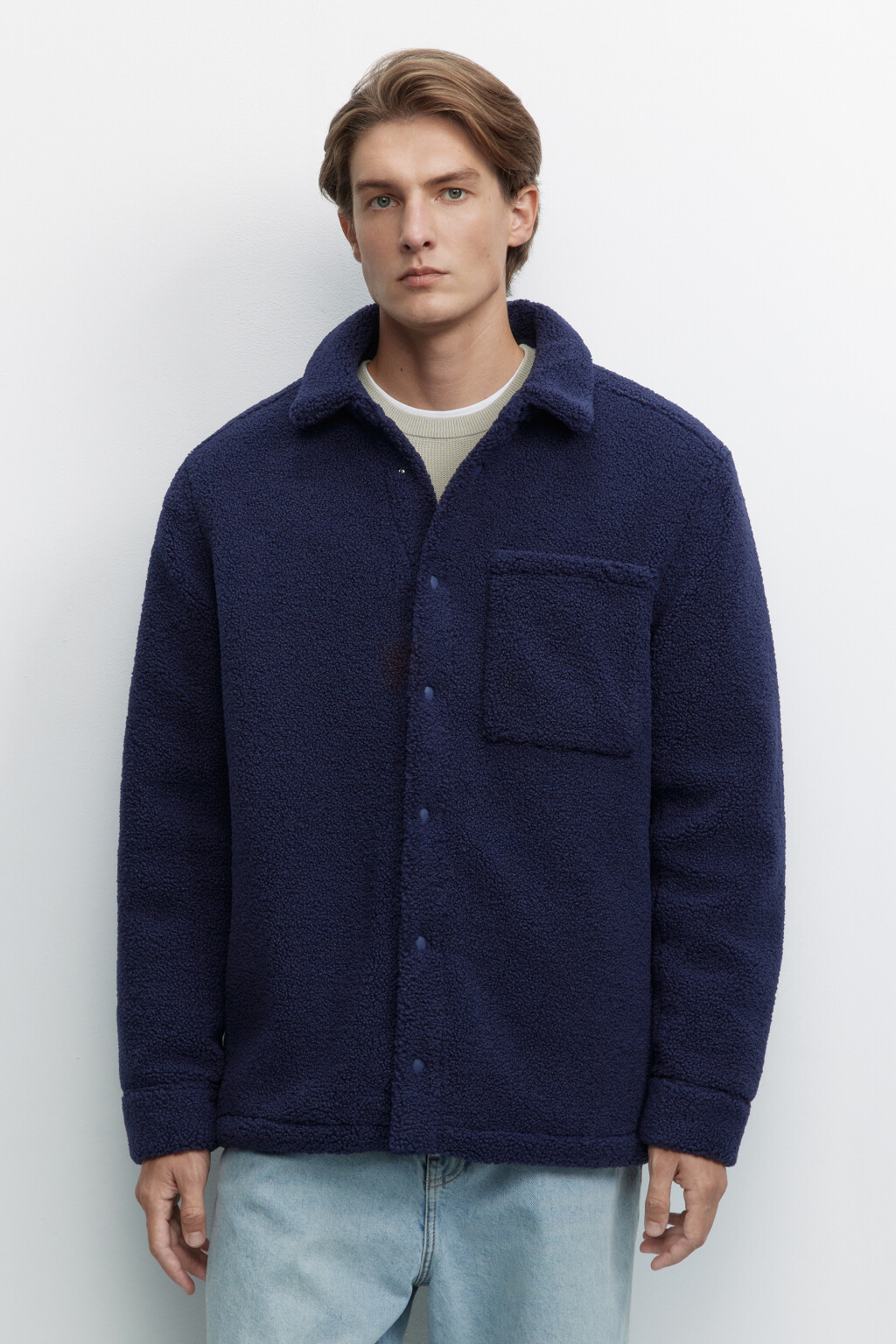 Куртка-рубашка утепленная  - цвет синий - 3