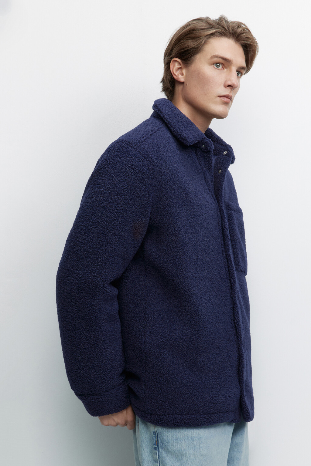 Куртка-рубашка утепленная  - цвет синий - 4