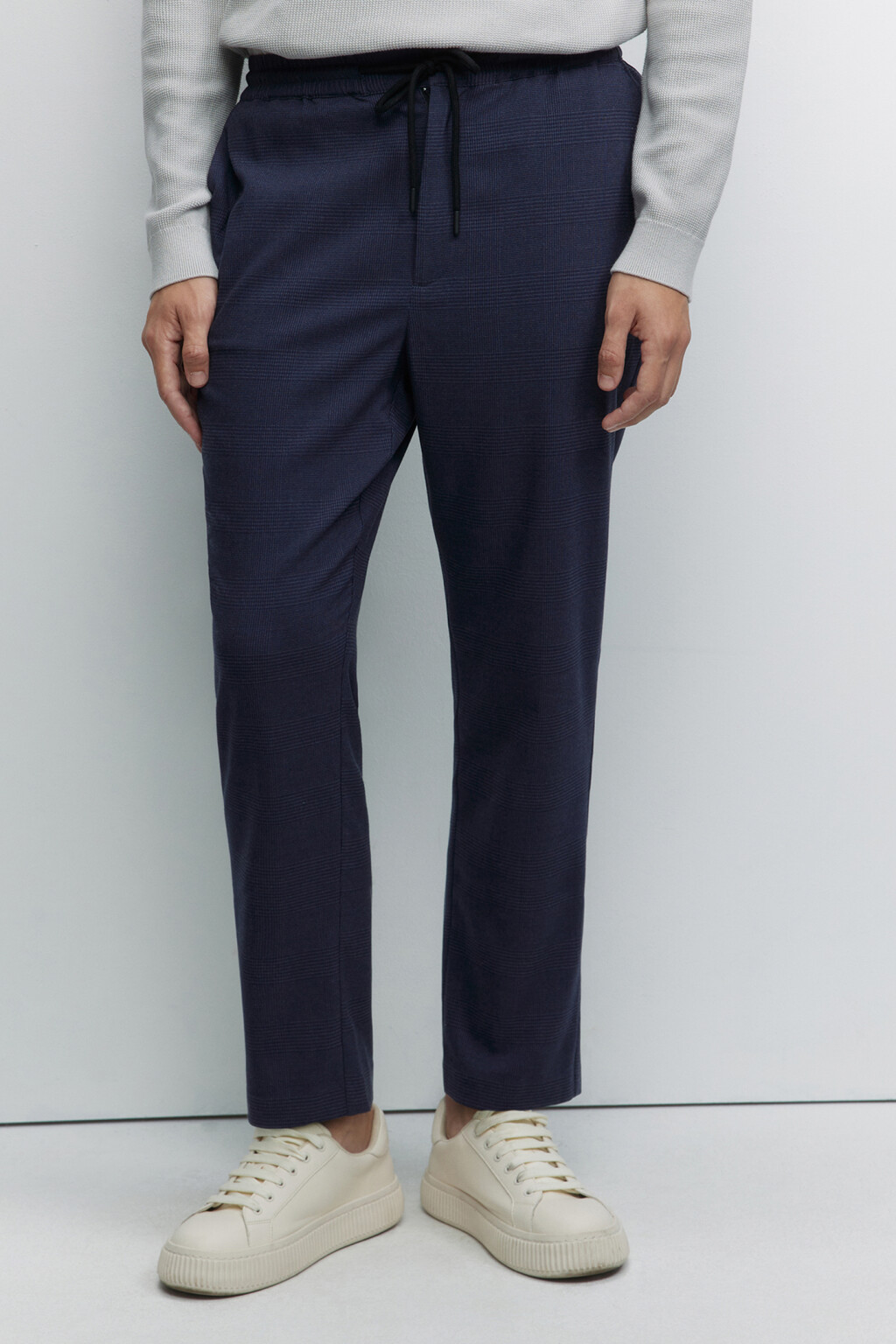 Брюки прямые костюмные с принтом в клетку - цвет черный - 2