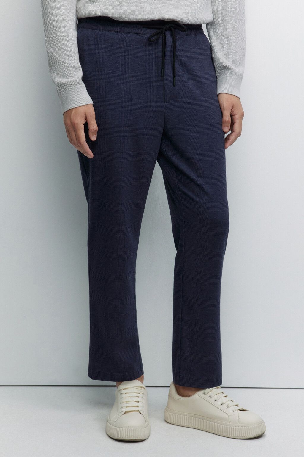 Брюки прямые костюмные с принтом в клетку - цвет черный - 3