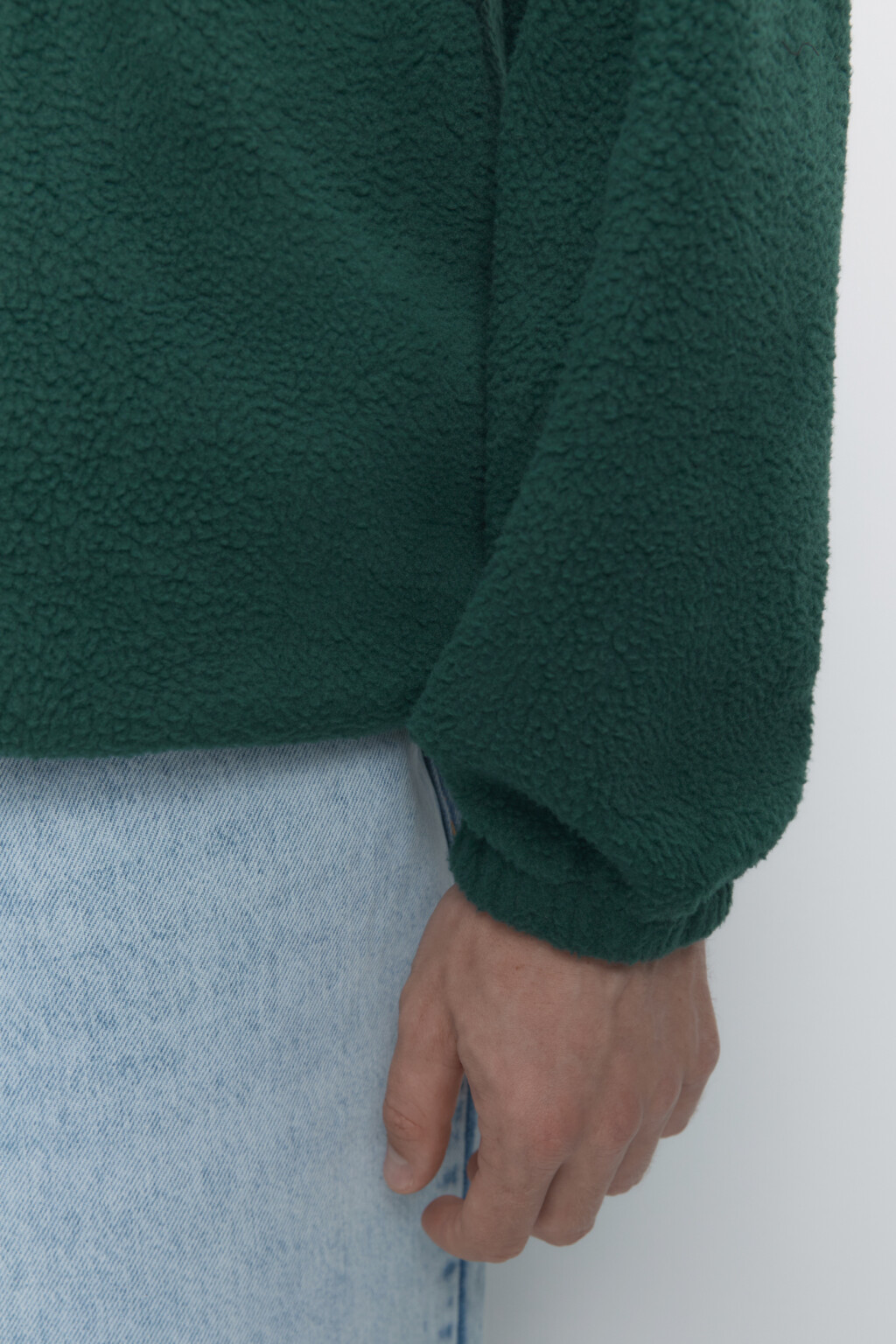 Толстовка oversize флисовая с воротником на молнии - цвет зеленый - 6