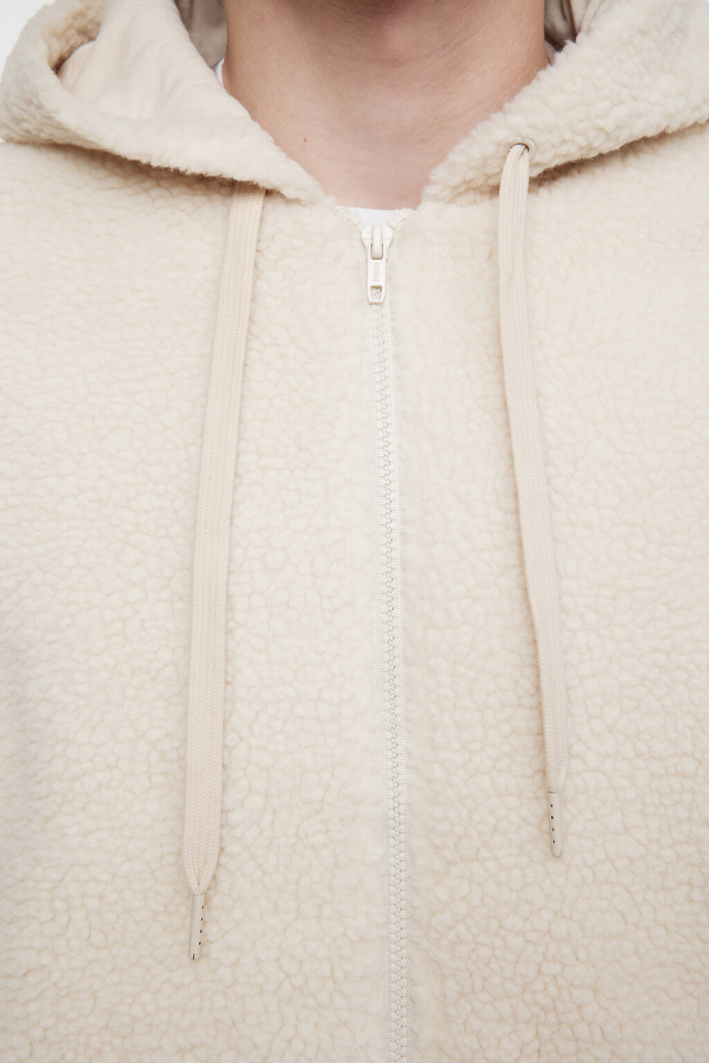 Худи oversize на молнии флисовая с капюшоном - цвет ванильный - 7