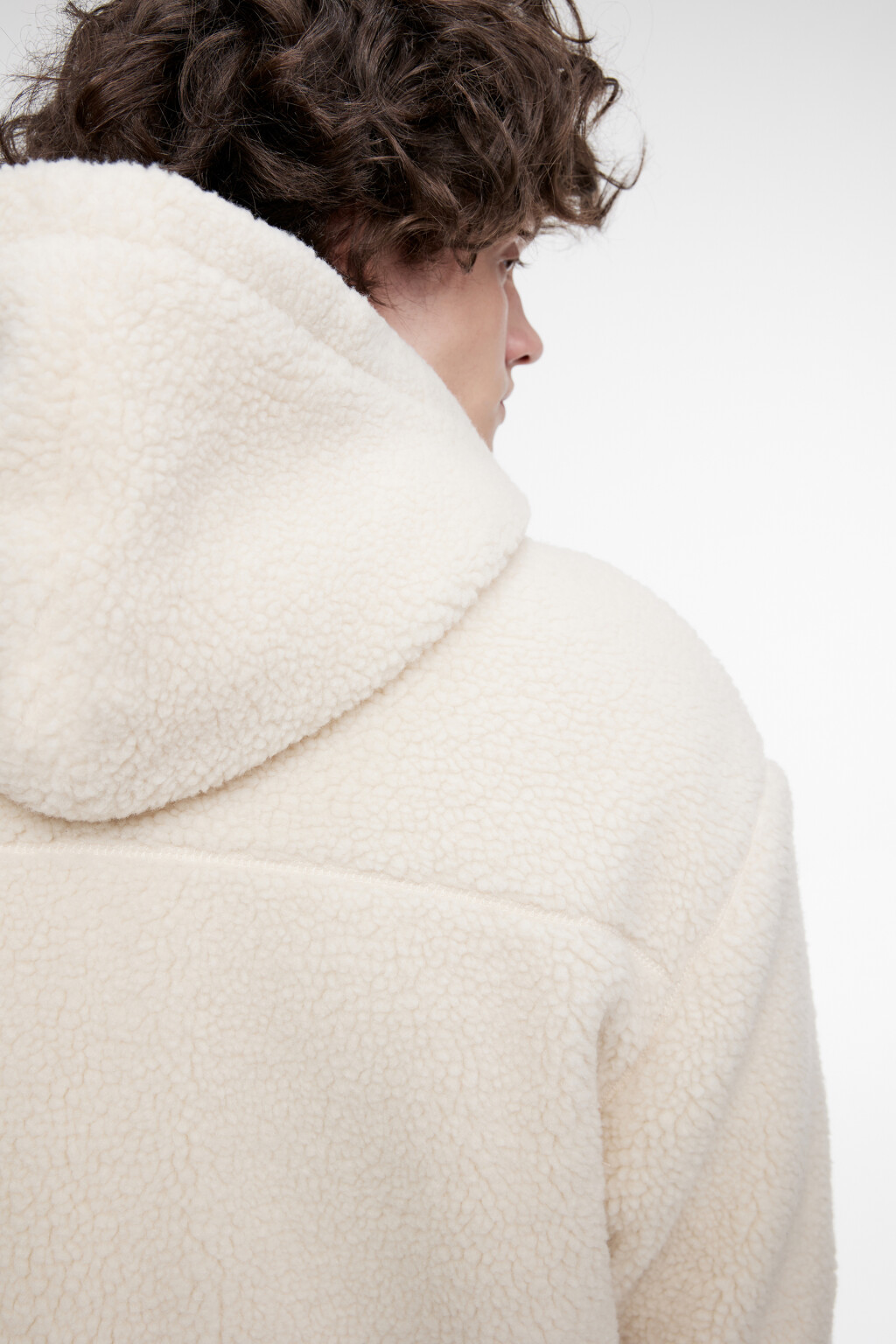 Худи oversize на молнии флисовая с капюшоном - цвет ванильный - 8
