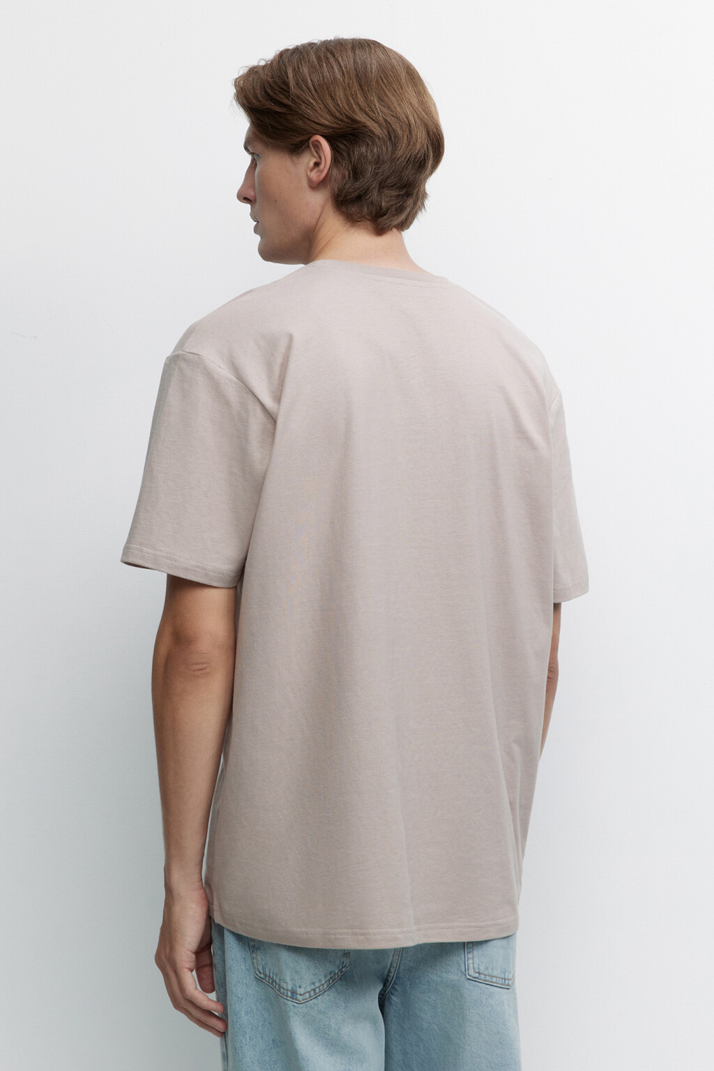 Футболка slim хлопковая с принтом и надписью - цвет бежевый - 4