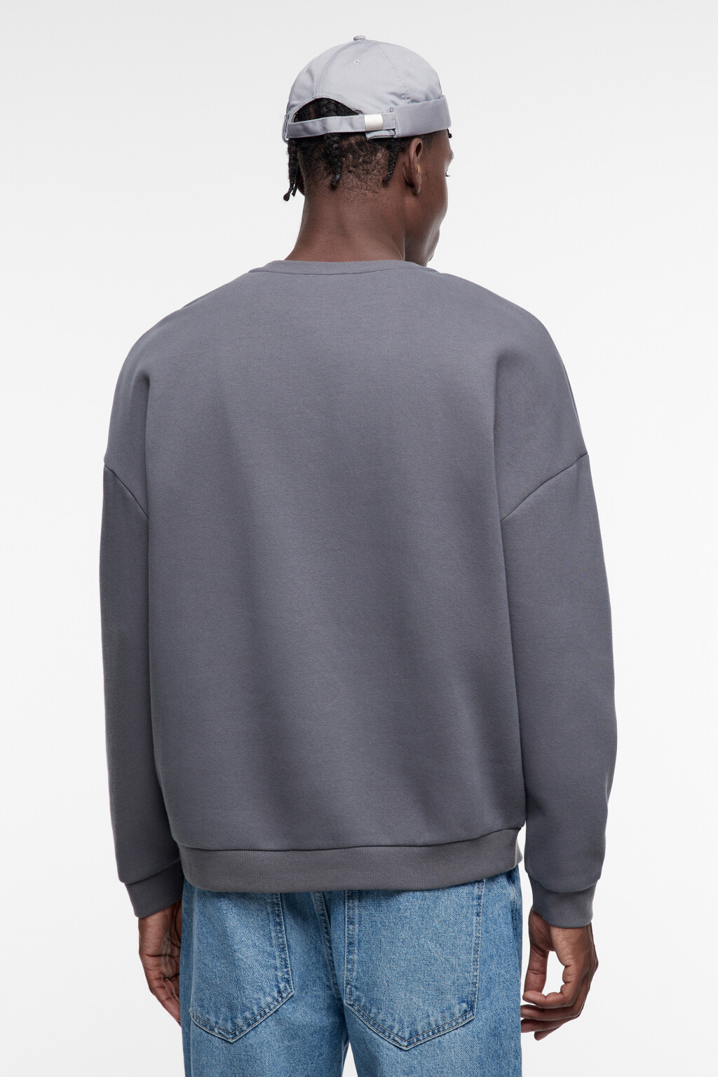 Свитшот свободный утепленный с принтом-надписью - цвет серый - 5