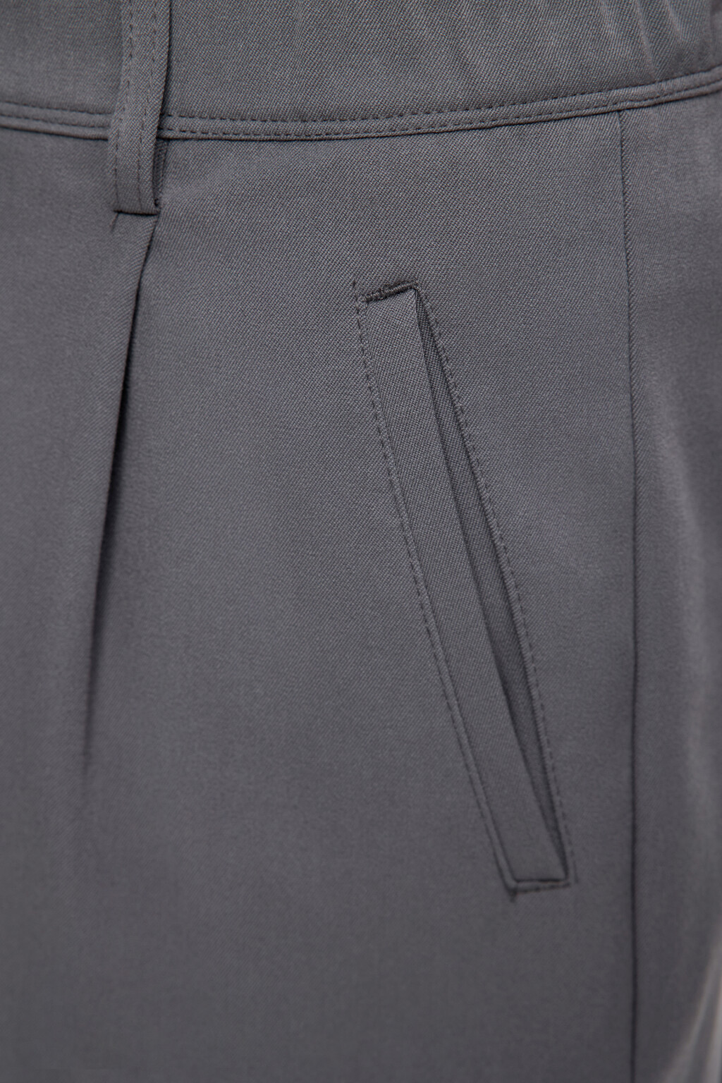 Брюки-бананы широкие из костюмной ткани - цвет серый - 7