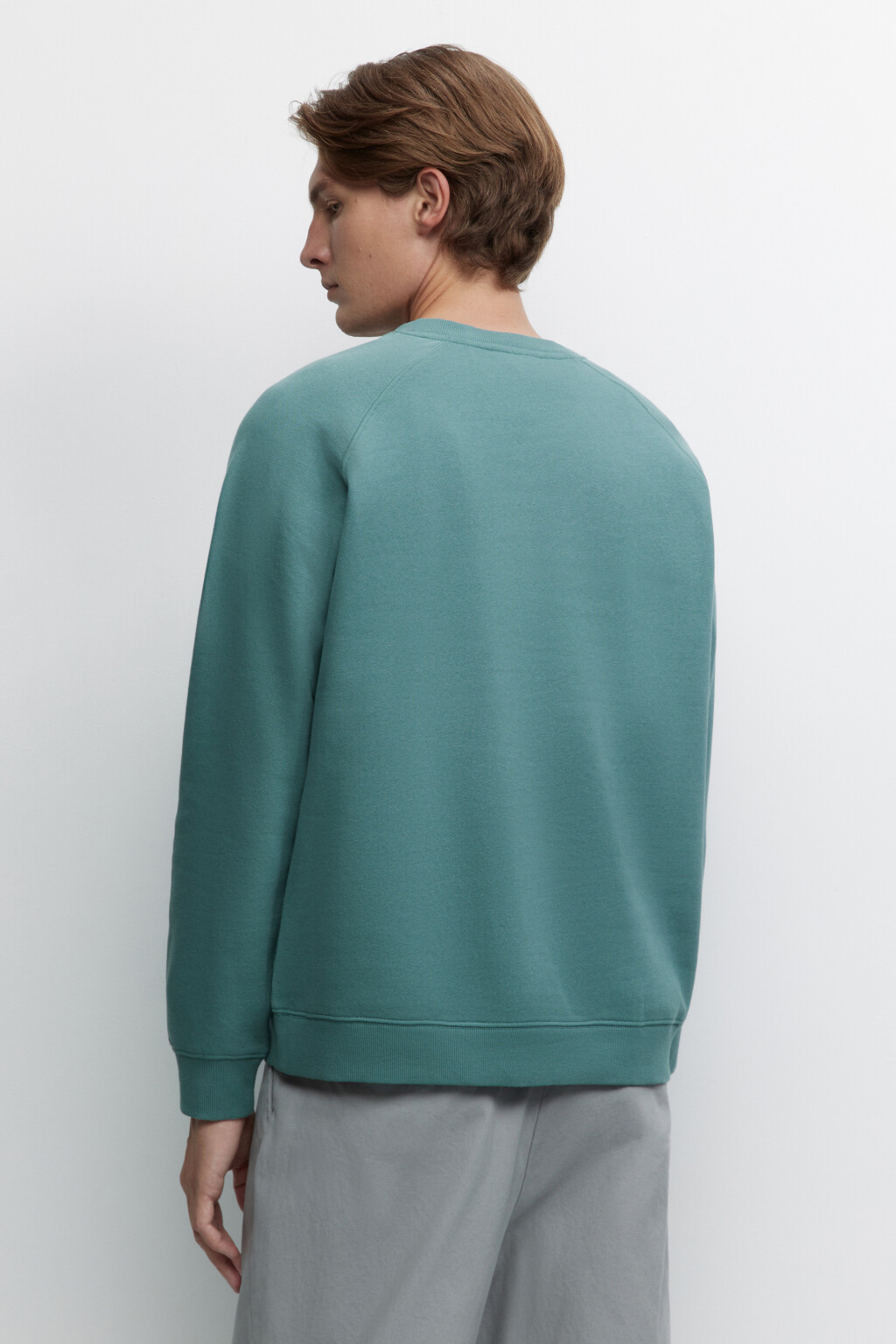Свитшот oversize хлопковый однотонный с начесом - цвет зеленый - 4