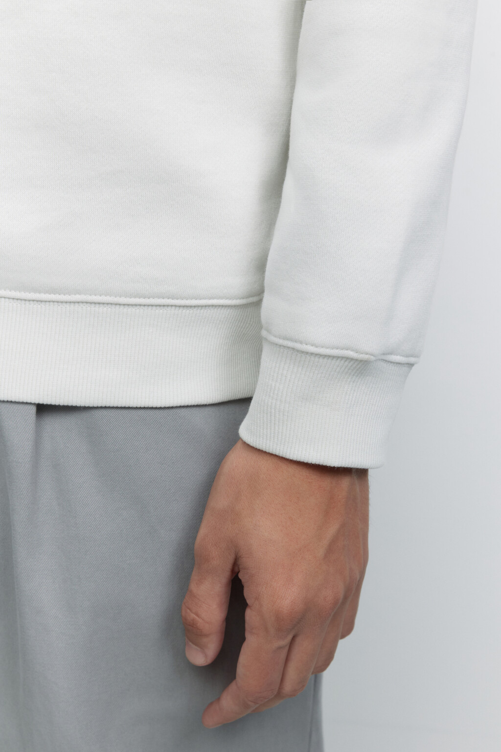 Свитшот oversize хлопковый однотонный с начесом - цвет бежевый - 7
