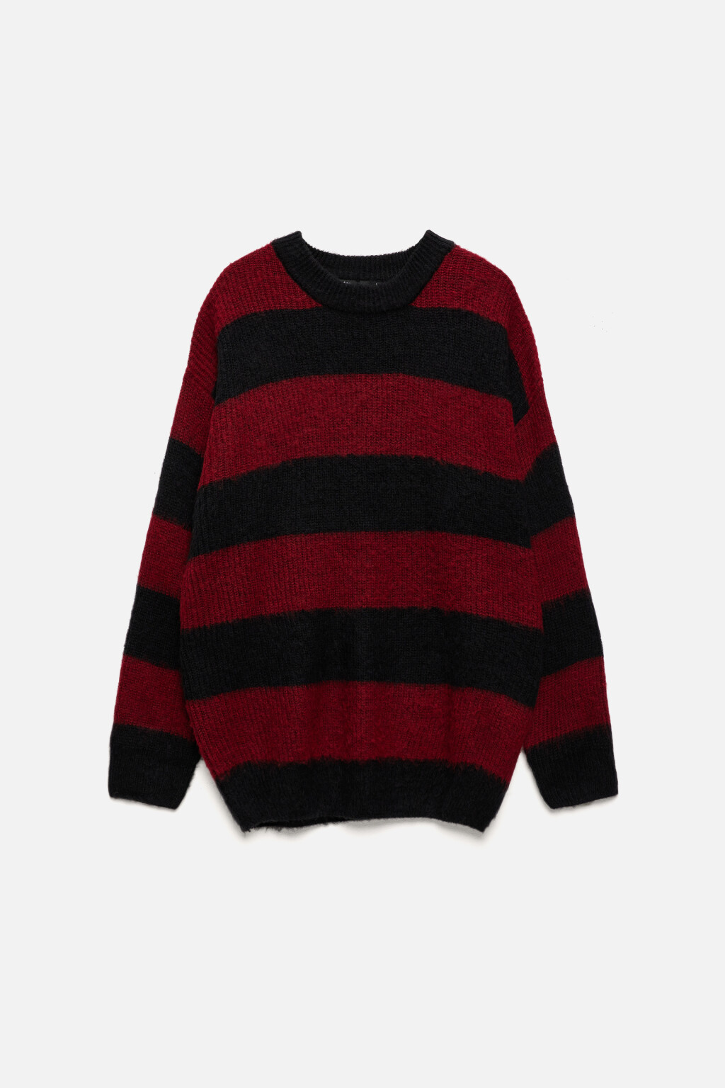 Свитер oversize вязаный пушистый в полоску - цвет черный - 8