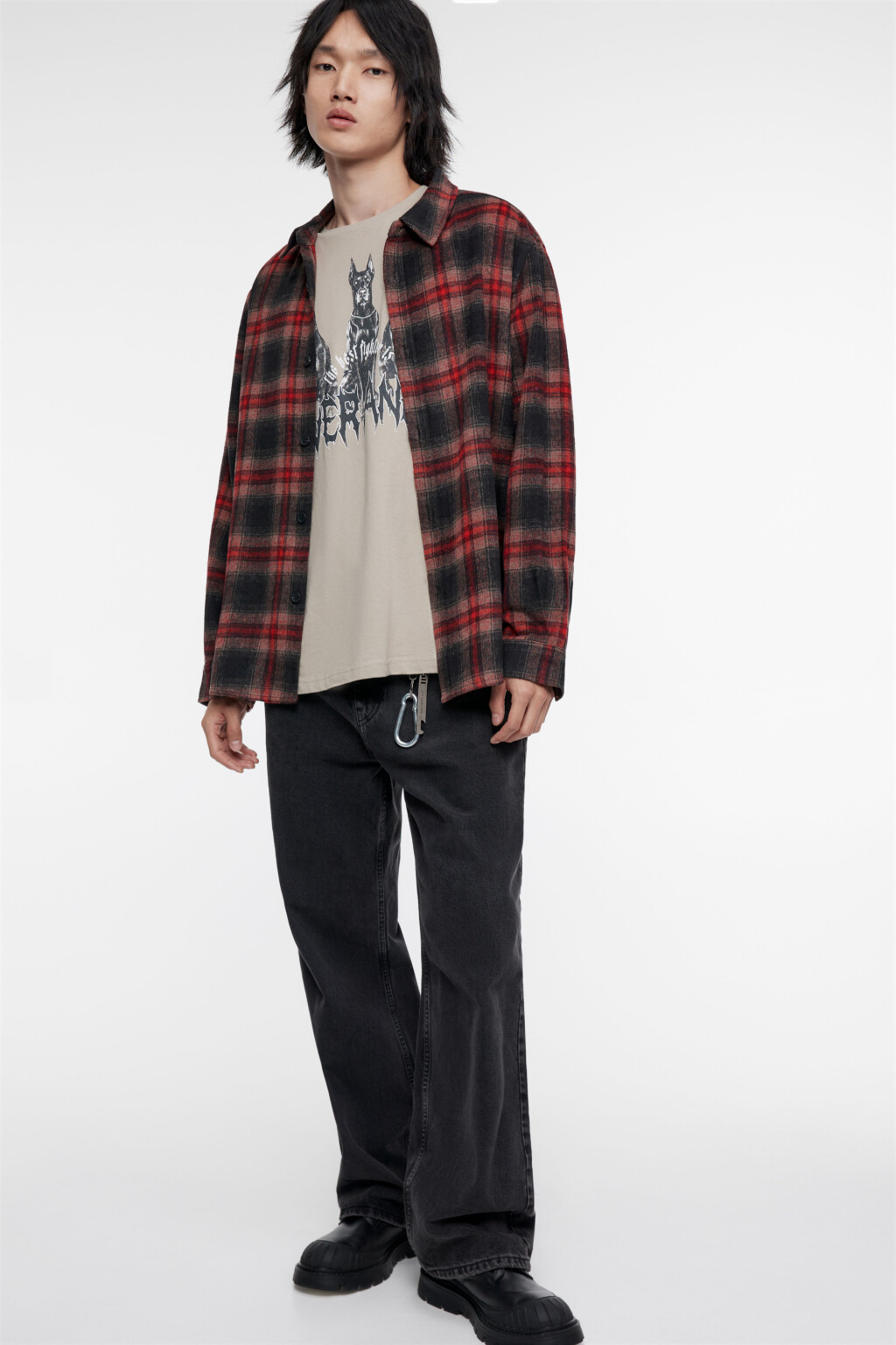 Лонгслив хлопковый свободный с принтом - цвет бежевый - 1