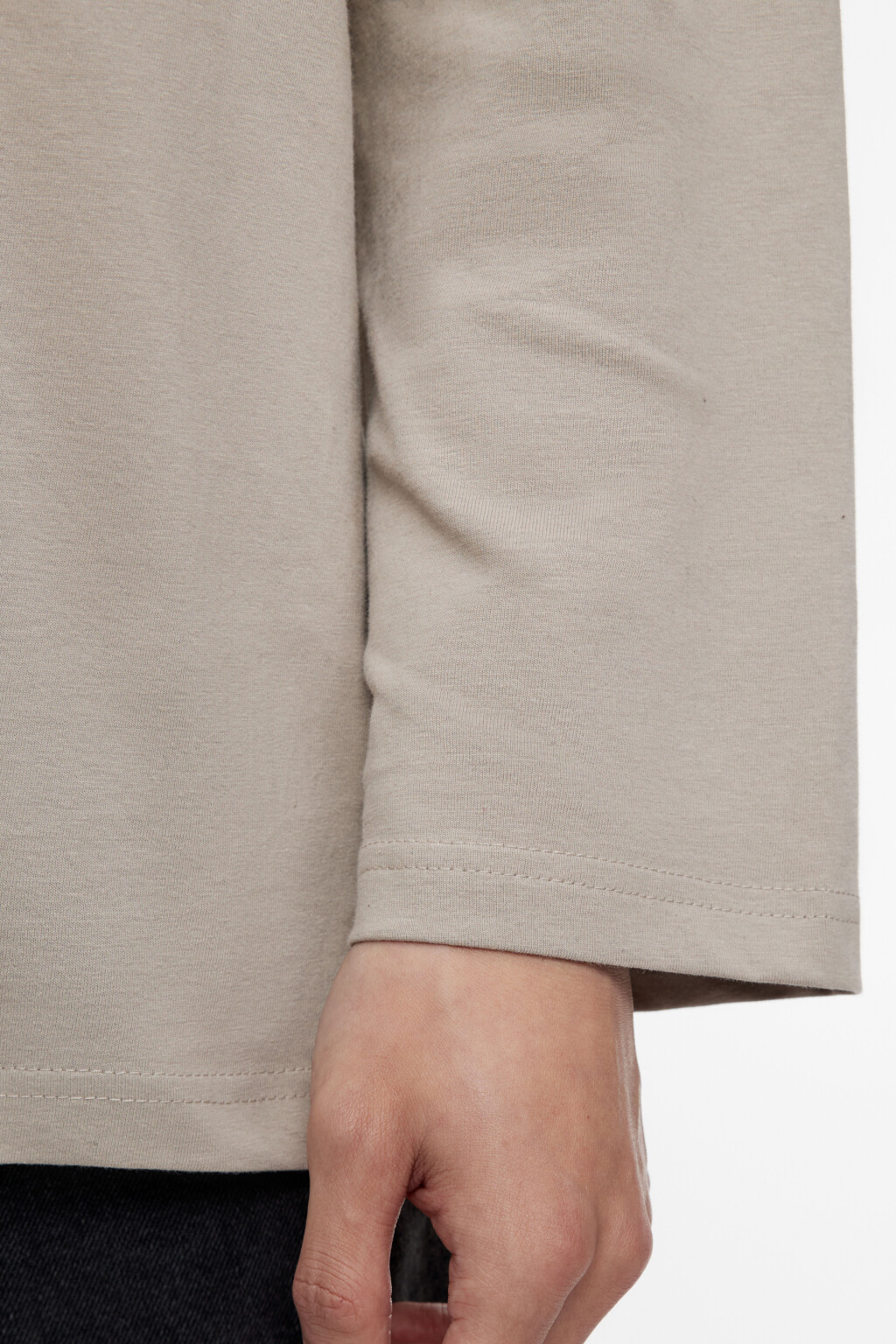 Лонгслив хлопковый свободный с принтом - цвет бежевый - 7