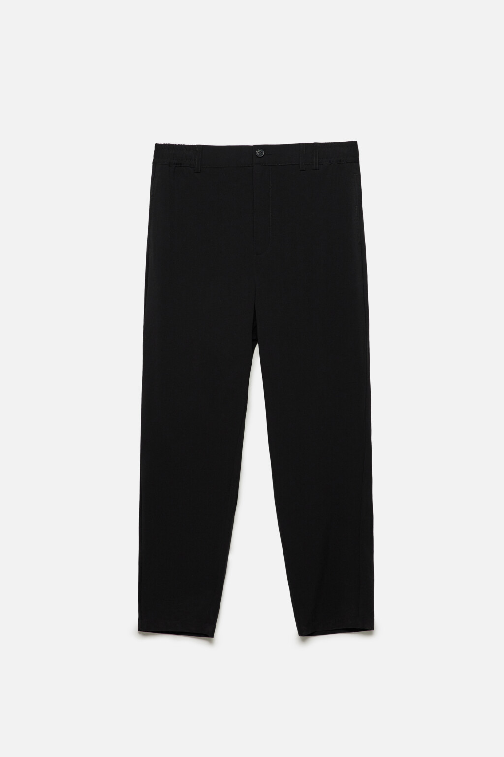 Брюки прямые костюмные со средней посадкой - цвет черный - 1
