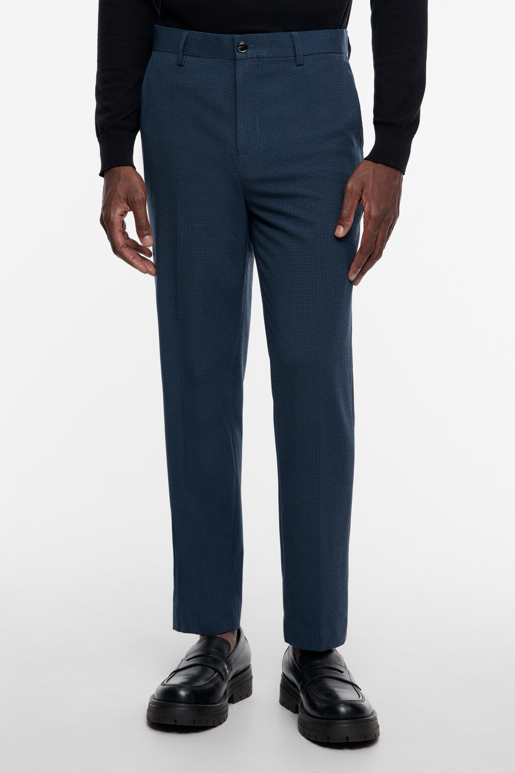 Брюки зауженные костюмные со средней посадкой - цвет черный - 2