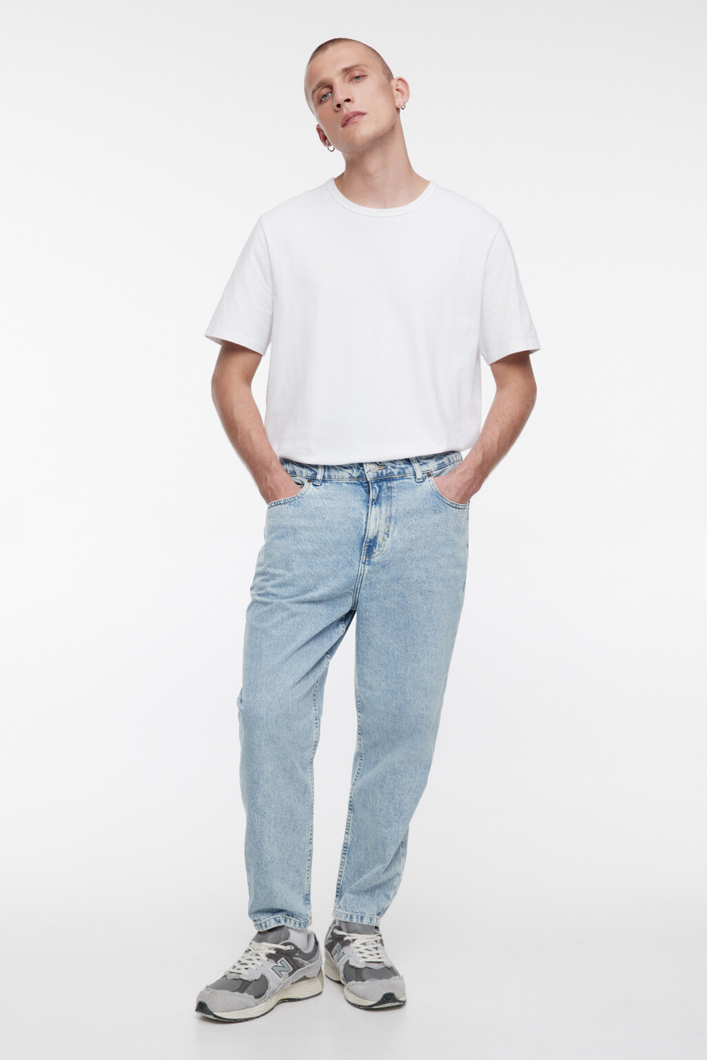Джинсы loose fit свободные со средней посадкой - цвет голубой - 4