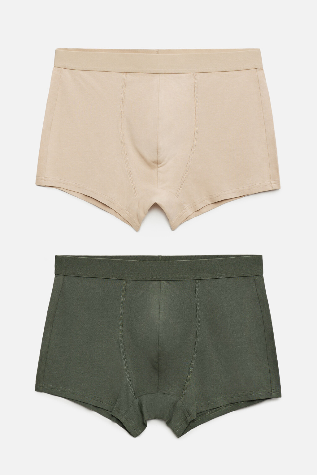 Набор трусов-боксеров хлопковых однотонных (2 пары) - цвет белый - 1