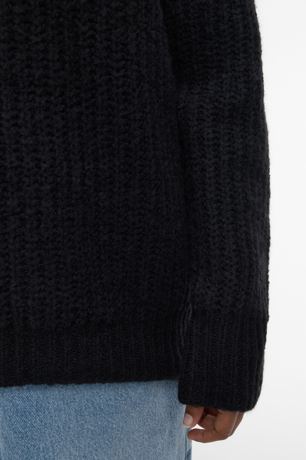 Свитер крупной вязки с шерстью альпака - цвет черный - 7