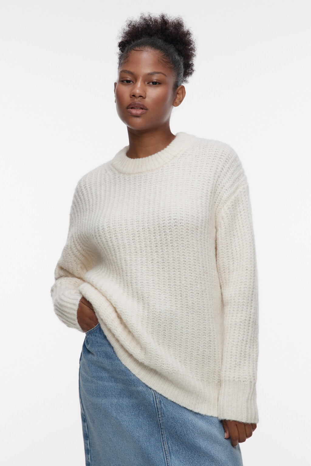 Свитер крупной вязки с шерстью альпака - цвет бежевый - 3