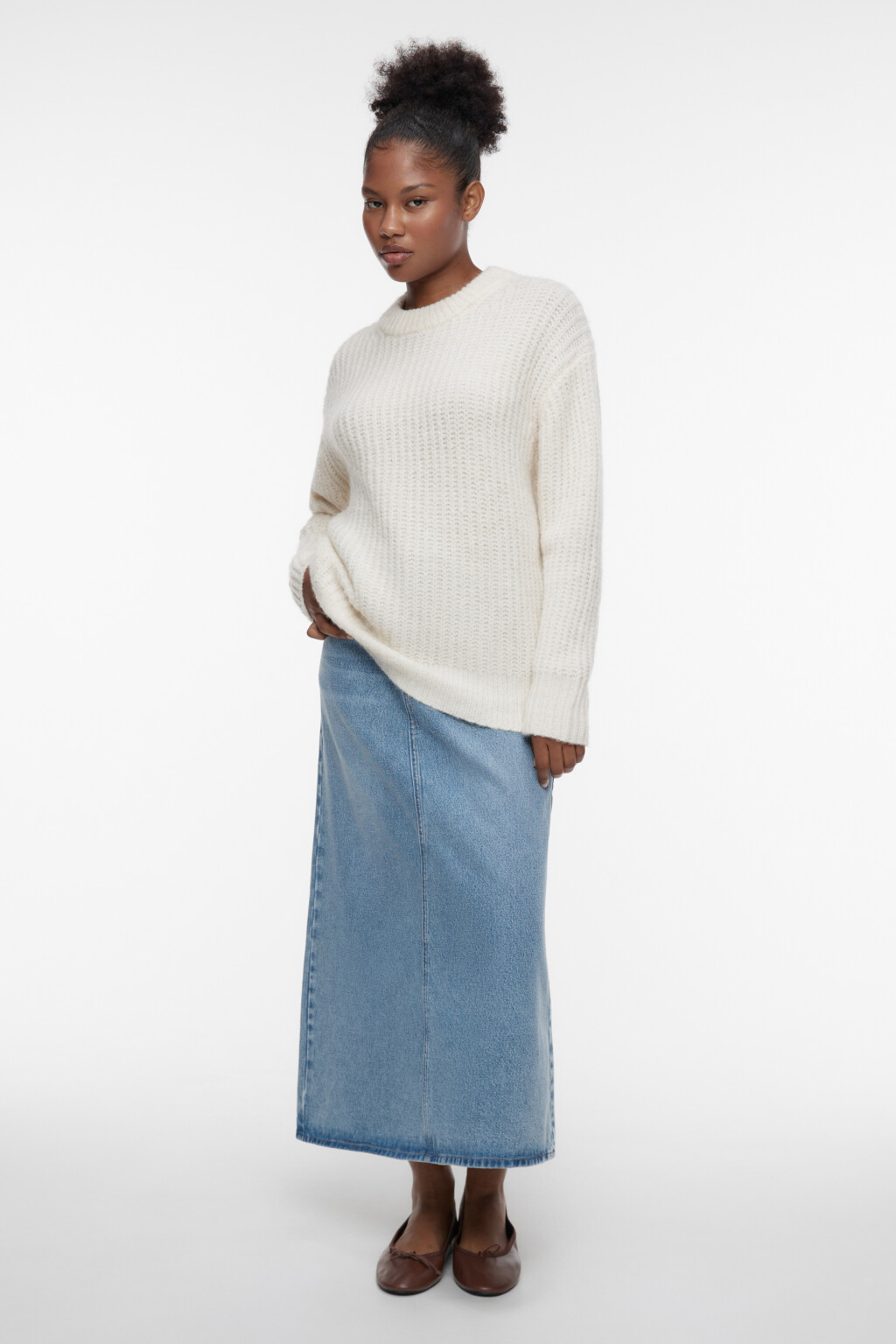 Свитер крупной вязки с шерстью альпака - цвет бежевый - 1