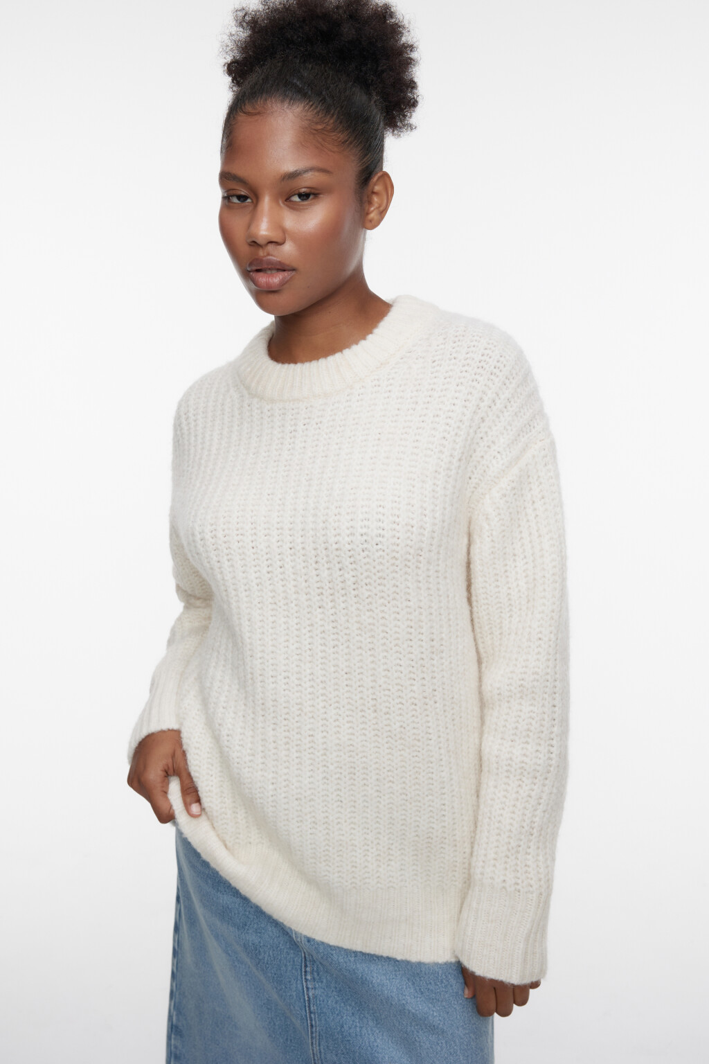 Свитер крупной вязки с шерстью альпака - цвет бежевый - 2