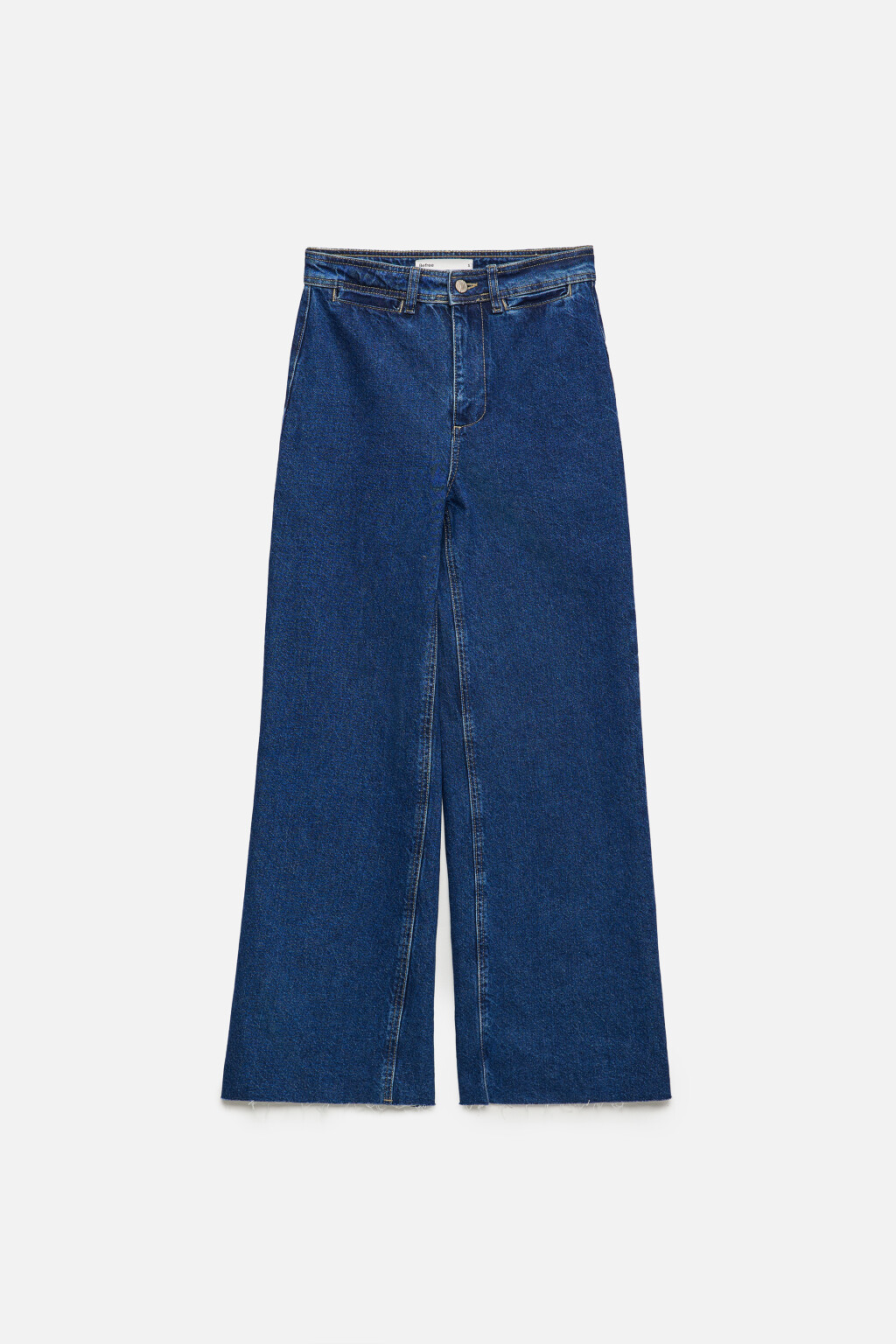 Джинсы wide с высокой посадкой и открытыми срезами - цвет синий - 9